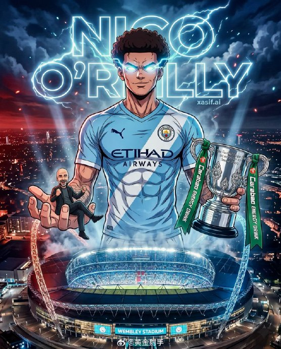 曼城小将奥赖利两度破门助球队首夺联赛杯冠军